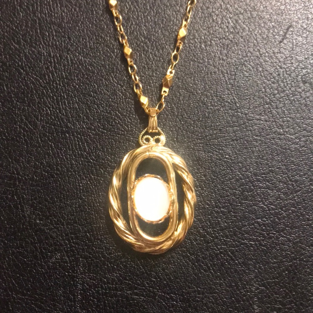 Monet gold chain with mother of Pearl pendant